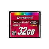 Transcend Premium CompactFlash 32GB Kaart R120MB/s VGP 20 MLC (32 GB, CF), Geheugenkaart, Zwart
