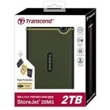 Transcend StoreJet® 25M3G 1 TB Externe harde schijf (2,5 inch) USB 3.2 Gen 2 (USB 3.1) Legergroen TS1TSJ25M3G