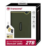 Transcend TS2TSJ25M3G 2TB | StoreJet 25M3G rugged 2,5'' externe harde schijf - USB 3.1 Gen 1 interface - Military Green