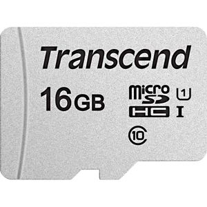Transcend MicroSDHC 300S 16 GB klasse 10 geheugenkaart met maximaal 95/45 MB/s (voor smartphones, digitale camera's en Nintendo Switch consoles) zonder SD-adapter TS16GUSD300S