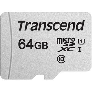 Transcend MicroSDXC 300S Class 10 geheugenkaart tot 95/45 MB/s (voor smartphones, digitale camera's en Nintendo-consoles) zonder TS64GUSD300S 64 GB SD-adapter