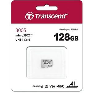 Transcend TS128GUSD300S 128GB | microSDXC I, U3, V30, A1 microSD geheugenkaart - 95/40 MB/s