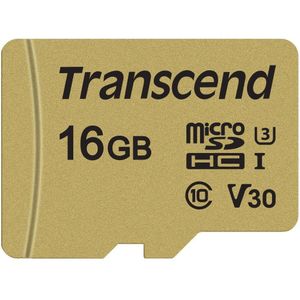 Transcend TS16GUSD500S 16Gb | MicroSDHC geheugenkaart, C10, U3, V30