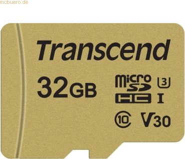 Transcend - 32GB - microSDHC Geheugenkaart - Goud - UHS-I U1