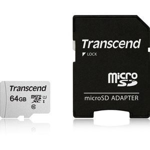 Transcend TS64GUSD300S-A 300s microSDXC w/ adapter, 64GB, UHS-I, C10, U1, 3D NAND, 95/ 45MB/s