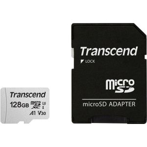 Transcend Premium 300S microSDXC-kaart 128 GB Class 10, UHS-I, UHS-Class 3, v30 Video Speed Class, A1 Application Performance Class Incl. SD-adapter