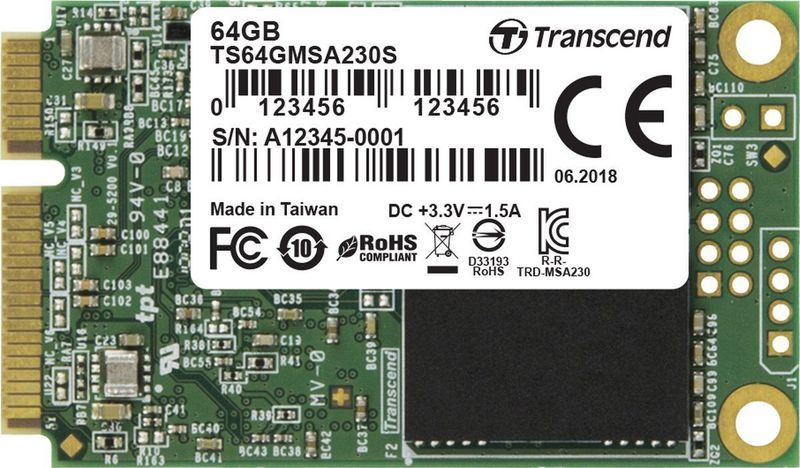 Transcend MSA230S mSATA SSD harde schijf 64 GB mSATA