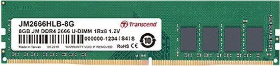 Transcend - JetRam - RAM Geheugen - 8GB - 2666 MHz - DIMM 288 pin