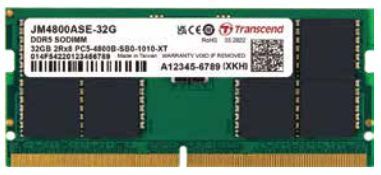 Transcend - JetRam 16GB SO-DIMM - Groen - DDR5 4800 MHz