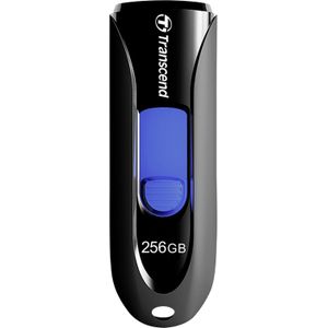 Transcend JetFlash® 790 USB-stick 256 GB Zwart, Blauw TS256GJF790K USB 3.2 Gen 2 (USB 3.1)