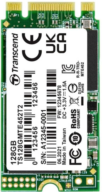 Transcend MTE452T2 - 128 GB NVMe/PCIe M.2 SSD - 2242 - Industrial