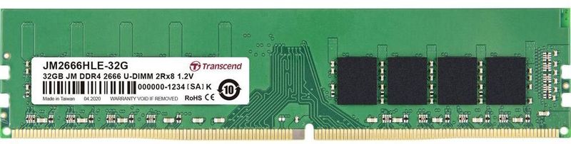 Transcend - JetRAM - RAM - Groen - 1 x 32GB - 2666 MHz - DIMM 288 pin