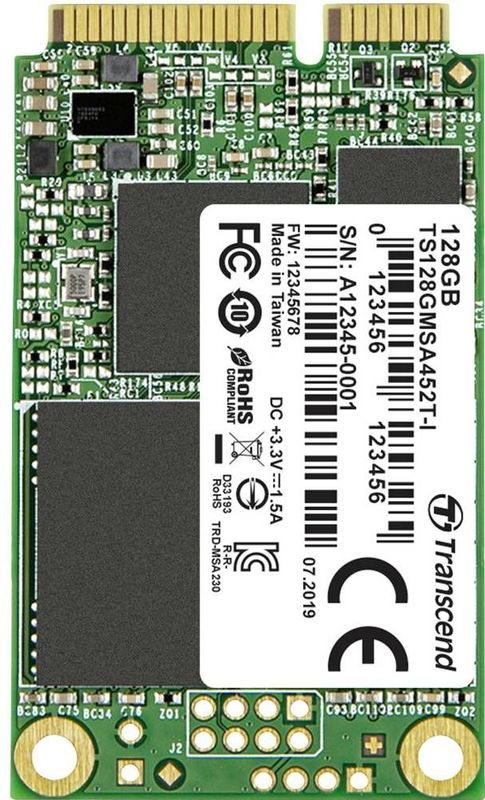 Transcend - MSA452T - 128 GB - mSATA SSD - SATA3 - 3D TLC - Wide Temp.