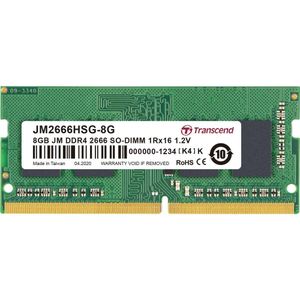 Transcend JetRAM Werkgeheugenmodule voor laptop DDR4 8 GB 1 x 8 GB Non-ECC 2666 MHz 260-pins SO-DIMM CL19 JM2666HSG-8G