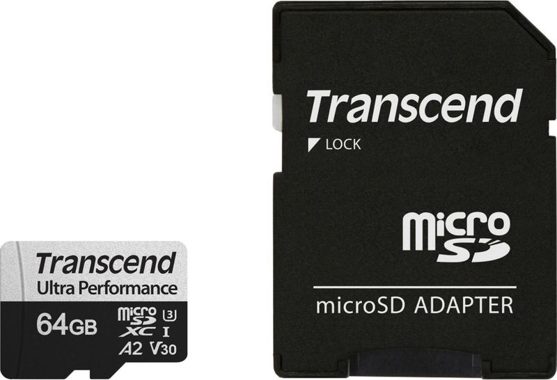 Transcend - SD microSD-kaart - 64 GB - Zwart - U3 - UHS-I