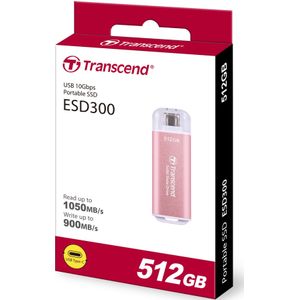 Transcend - ESD300P - Draagbare SSD - Roze - 512GB - USB Type-C