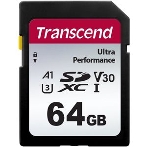 Transcend TS64GSDC340S SDXC-kaart 64 GB A1 Application Performance Class, v30 Video Speed Class, UHS-Class 3 Schokbeste