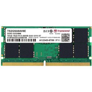 Transcend Werkgeheugenset voor laptop Industrial DDR5 16 GB 2 x 8 GB 4800 MHz 262-pins SO-DIMM CL40 TS2GSA64V8E