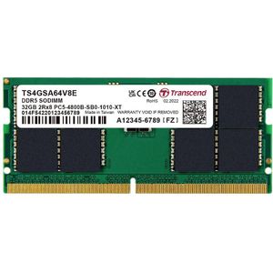 Transcend Werkgeheugenmodule voor laptop Industrial DDR5 32 GB 1 x 32 GB 4800 MHz 262-pins SO-DIMM CL40 TS4GSA64V8E
