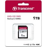 Transcend Highspeed 1TB SDXC Speicherkarte (für Digitalkameras; Bilder & Videos; Autoradio) Class 10, UHS-I U3, Video Speed Class V30 für 4K Ultra HD TS1TSDC300S