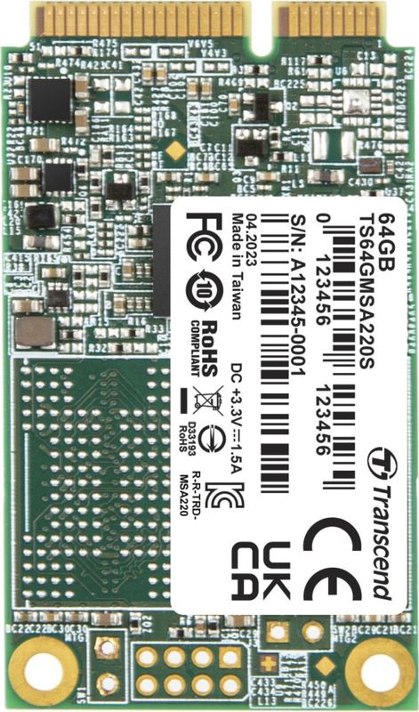 Transcend - MSA220S - SSD - 64GB - mSATA 3D NAND - SATA3