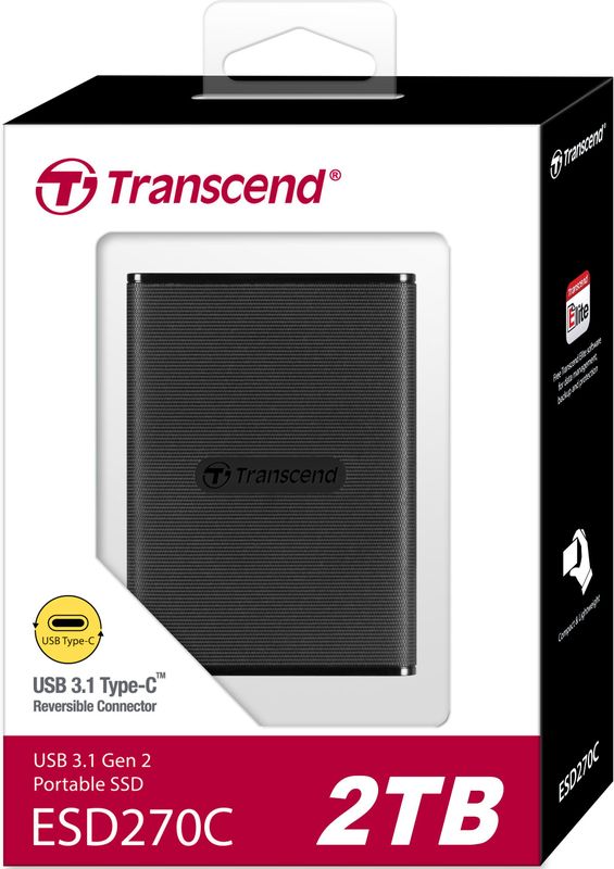Transcend - ESD270C - SSD - 2 TB - Zwart - USB 3.1 Gen 2