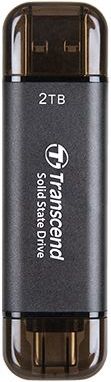 Transcend Externe SSD-harde schijf, draagbaar, USB-C & USB-A 2 TB ESD310C 10Gbps - TS2TESD310C