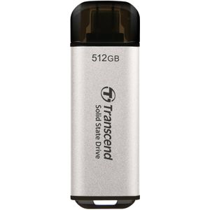 Transcend Draagbare SSD ESD300S 512GB USB Type-C 10Gbps compatibel PS4/PS5 zilver TS512GESD300S