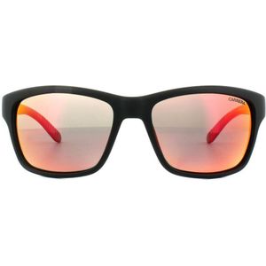 Carrera wrap heren mat zwart rode spiegel gepolariseerde zonnebril | Sunglasses