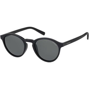 Polaroid ronde unisex glanzende zwart grijze gepolariseerde zonnebril