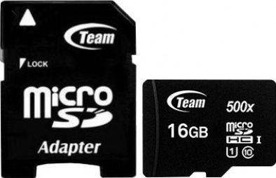Team - Flashgeheugenkaart - Zwart - 16 GB - microSD UHS-I U1