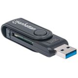 Manhattan Mini Multi-Card Reader/Writer USB 3.0 externer Card Reader/Writer 24-in-1 Externe geheugenkaartlezer USB 3.2