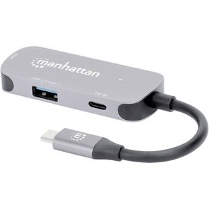 Manhattan 130707 (USB C), Docking station + USB-hub, Zilver
