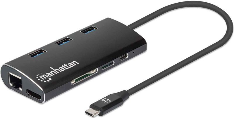 MANHATTAN USB -C 3.2 Gen 1-Adapter,HDMI,USB,USB-C-PD,RJ45,SD