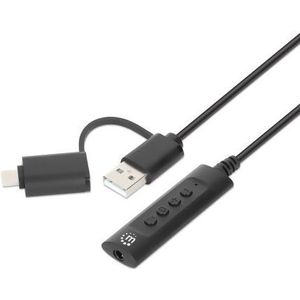 Manhattan 2-in-1 audioadapterkabel USB-C & USB-A naar Aux/3,5 mm jack