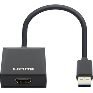 Manhattan 1080p USB-A naar HDMI Adapter (USB 3.0, 23.40 cm), Data + Video Adapter, Zwart