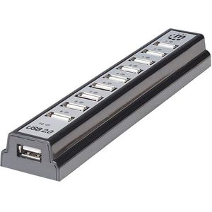 Manhattan 161572 interface hub USB 2.0 480 Mbit/s Zwart, Zilver