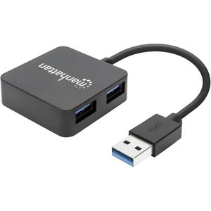 Manhattan 162296 interface hub USB 3.2 Gen 1 (3.1 Gen 1) Type-A 5000 Mbit/s Zwart