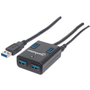 Manhattan 162302 interface hub USB 3.2 Gen 1 (3.1 Gen 1) Type-A 5000 Mbit/s Zwart