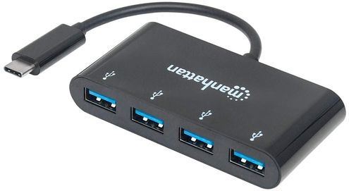 Manhattan USB 3.2 Gen 1 Hub 4 Poorten USB-C Zwart
