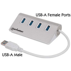 Manhattan USB Hub - 4 Poorten - Aluminium - Wit