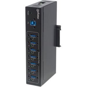 MH USB Hub, USB 3.0, Industrial Hub, Black, 7 Ports, Brown Box