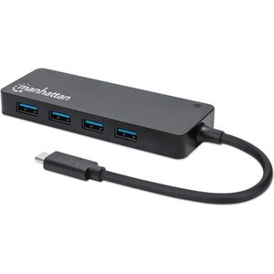 Manhattan 164924 USB-C (USB 3.2 Gen 2) multiport hub 4 poorten Zwart