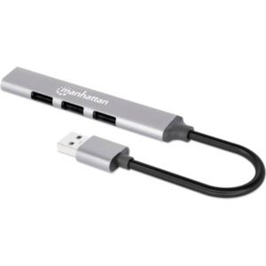 Manhattan - 4Port USB-A Hub - Grijs - Docking Station met 4 Havens