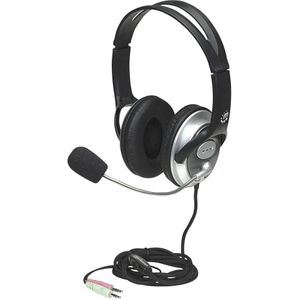 Manhattan - Classic Stereo Hoofdtelefoon - Bedraad - Zwart - Kantoorheadset