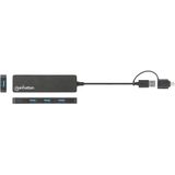 Manhattan 180863 interface hub USB 3.2 Gen 1 (3.1 Gen 1) Type-A + Type-C 5000 Mbit/s Zwart