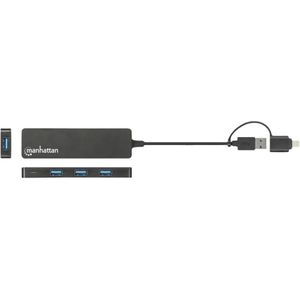 Manhattan 180863 interface hub USB 3.2 Gen 1 (3.1 Gen 1) Type-A + Type-C 5000 Mbit/s Zwart