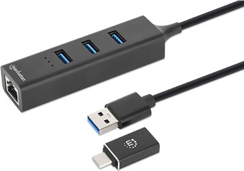 Manhattan 180894 USB 3.2 Gen 1-hub 4 poorten Zwart