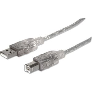 Manhattan USB-kabel USB 2.0 USB-A stekker, USB-B stekker 3.00 m Zilver 340458