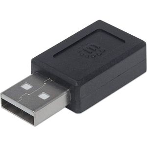 Manhattan 354653 USB A USB C Zwart kabeladapter/verloopstukje